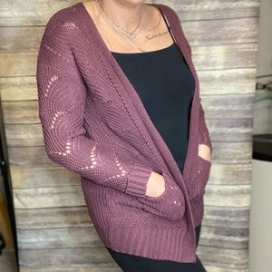 Plum knit cardigan